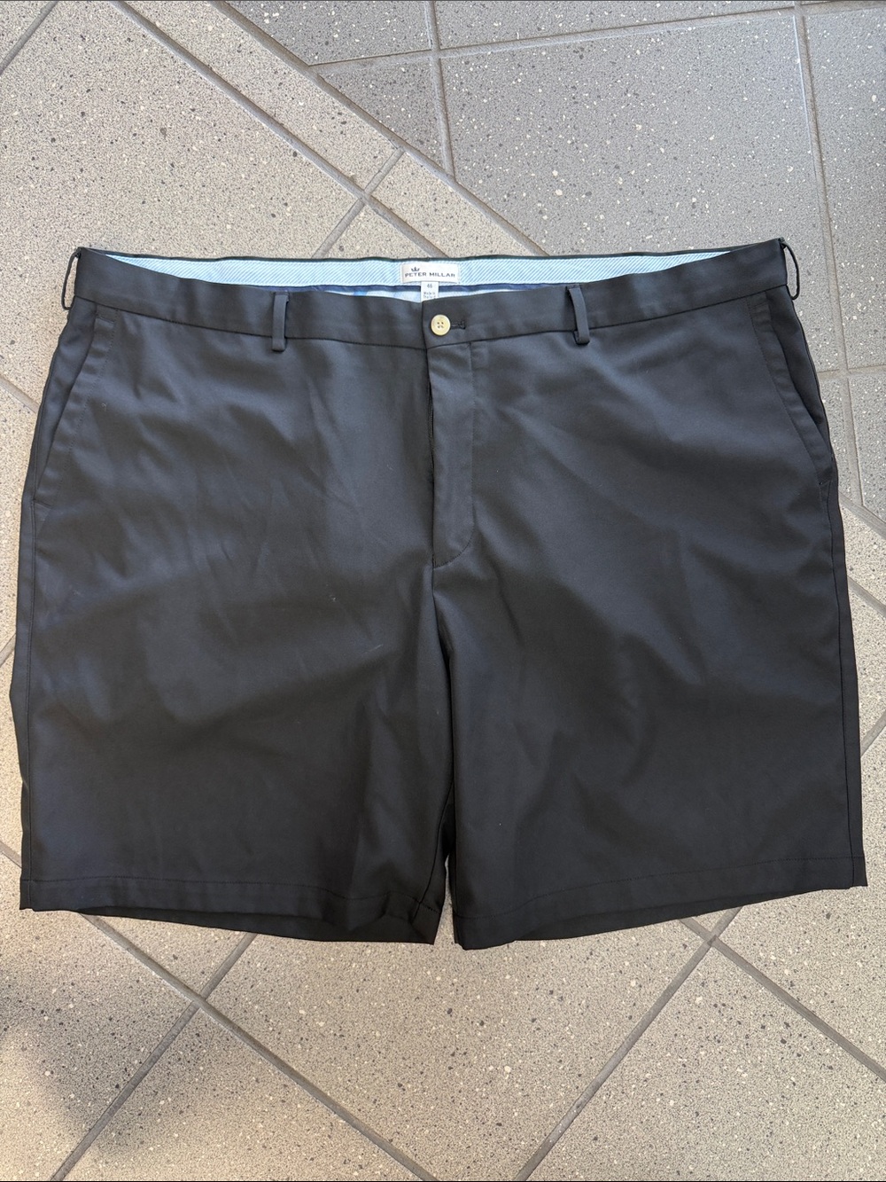 Peter Millar Black Flat Front Performance Shorts